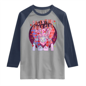 Funny Galentine Girls Club Raglan Shirt Galentine's Day Chunky Heels Platform TS11 Sport Gray Navy Print Your Wear