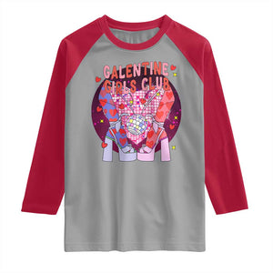 Funny Galentine Girls Club Raglan Shirt Galentine's Day Chunky Heels Platform TS11 Sport Gray Red Print Your Wear