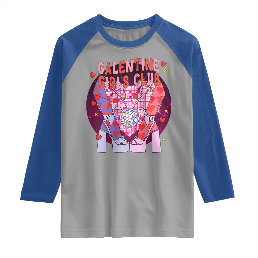 Funny Galentine Girls Club Raglan Shirt Galentine's Day Chunky Heels Platform TS11 Sport Gray Royal Print Your Wear