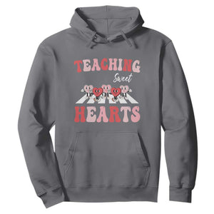 Funny Valentine's Day Teacher Hoodie Teaching Sweet Hearts Cute Student Hearts TS11 Charcoal Print Your Wear