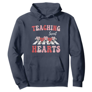 Funny Valentine's Day Teacher Hoodie Teaching Sweet Hearts Cute Student Hearts TS11 Navy Print Your Wear