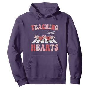 Funny Valentine's Day Teacher Hoodie Teaching Sweet Hearts Cute Student Hearts TS11 Purple Print Your Wear