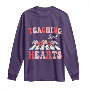 Funny Valentine's Day Teacher Long Sleeve Shirt Teaching Sweet Hearts Cute Student Hearts TS11 Purple Print Your Wear