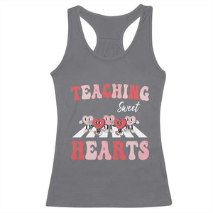 Funny Valentine's Day Teacher Racerback Tank Top Teaching Sweet Hearts Cute Student Hearts TS11 Charcoal Print Your Wear