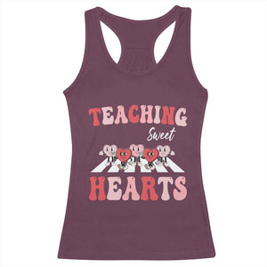 Funny Valentine's Day Teacher Racerback Tank Top Teaching Sweet Hearts Cute Student Hearts TS11 Maroon Print Your Wear