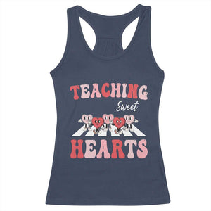 Funny Valentine's Day Teacher Racerback Tank Top Teaching Sweet Hearts Cute Student Hearts TS11 Navy Print Your Wear