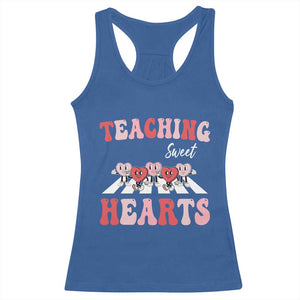 Funny Valentine's Day Teacher Racerback Tank Top Teaching Sweet Hearts Cute Student Hearts TS11 Royal Blue Print Your Wear