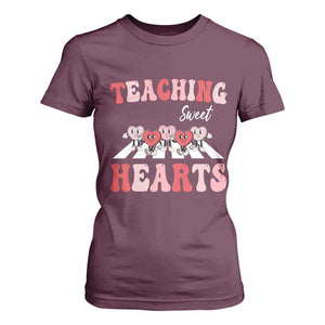 Funny Valentine's Day Teacher T Shirt For Women Teaching Sweet Hearts Cute Student Hearts TS11 Maroon Print Your Wear