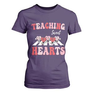 Funny Valentine's Day Teacher T Shirt For Women Teaching Sweet Hearts Cute Student Hearts TS11 Purple Print Your Wear