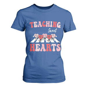 Funny Valentine's Day Teacher T Shirt For Women Teaching Sweet Hearts Cute Student Hearts TS11 Royal Blue Print Your Wear