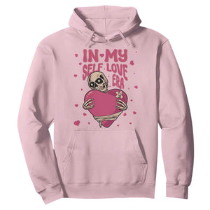 Funny Anti Valentine's Day Hoodie In My Self Love Era Skeleton Hearts TS11 Light Pink Print Your Wear