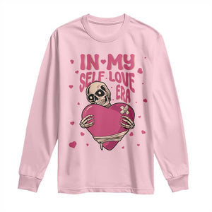 Funny Anti Valentine's Day Long Sleeve Shirt In My Self Love Era Skeleton Hearts TS11 Light Pink Print Your Wear