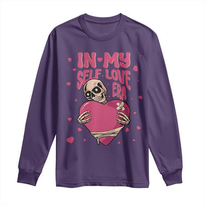 Funny Anti Valentine's Day Long Sleeve Shirt In My Self Love Era Skeleton Hearts TS11 Purple Print Your Wear