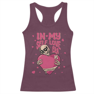 Funny Anti Valentine's Day Racerback Tank Top In My Self Love Era Skeleton Hearts TS11 Maroon Print Your Wear