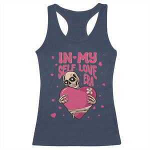 Funny Anti Valentine's Day Racerback Tank Top In My Self Love Era Skeleton Hearts TS11 Navy Print Your Wear