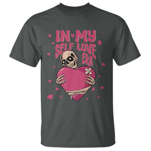 Funny Anti Valentine's Day T Shirt In My Self Love Era Skeleton Hearts TS11 Dark Heather Print Your Wear