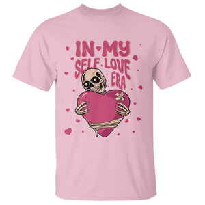 Funny Anti Valentine's Day T Shirt In My Self Love Era Skeleton Hearts TS11 Light Pink Print Your Wear