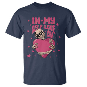 Funny Anti Valentine's Day T Shirt In My Self Love Era Skeleton Hearts TS11 Navy Print Your Wear