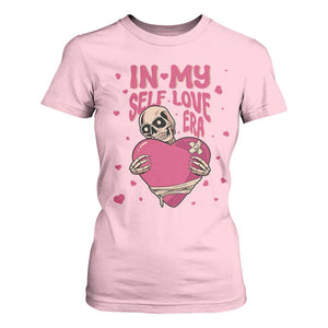 Funny Anti Valentine's Day T Shirt For Women In My Self Love Era Skeleton Hearts TS11 Light Pink Print Your Wear