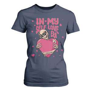 Funny Anti Valentine's Day T Shirt For Women In My Self Love Era Skeleton Hearts TS11 Navy Print Your Wear