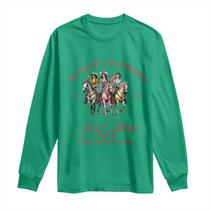 Funny Galentine's Day Long Sleeve Shirt No Date No Drama Just Wine Galentine Gang TS11 Irish Green Print Your Wear