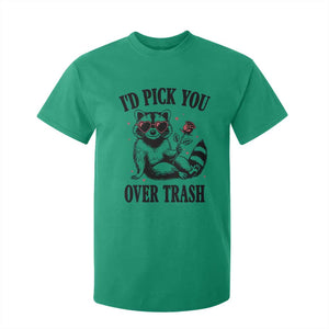 Funny Valentine's Day Racoon T Shirt For Kid I'd Pick You Over Trash Rose TS11 Irish Green Print Your Wear