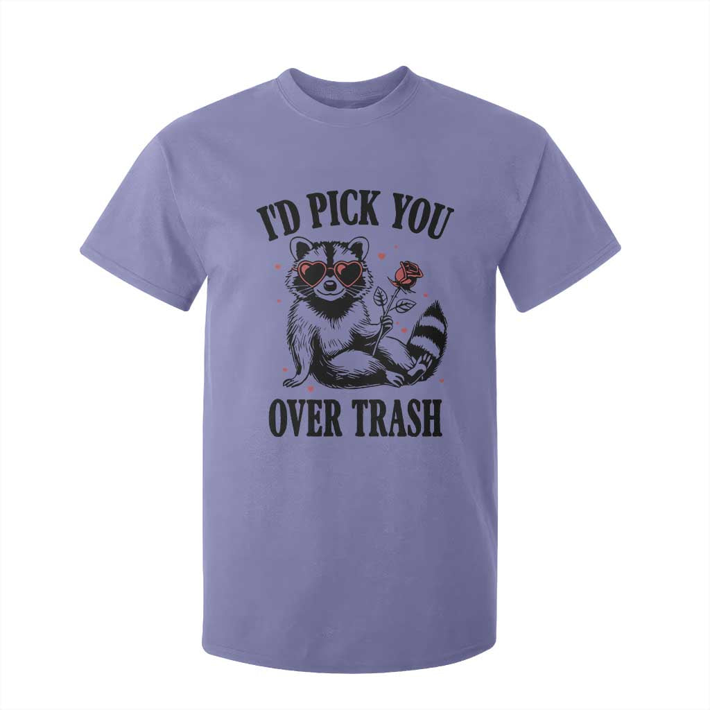 Funny Valentine's Day Racoon T Shirt For Kid I'd Pick You Over Trash Rose TS11 Violet Print Your Wear