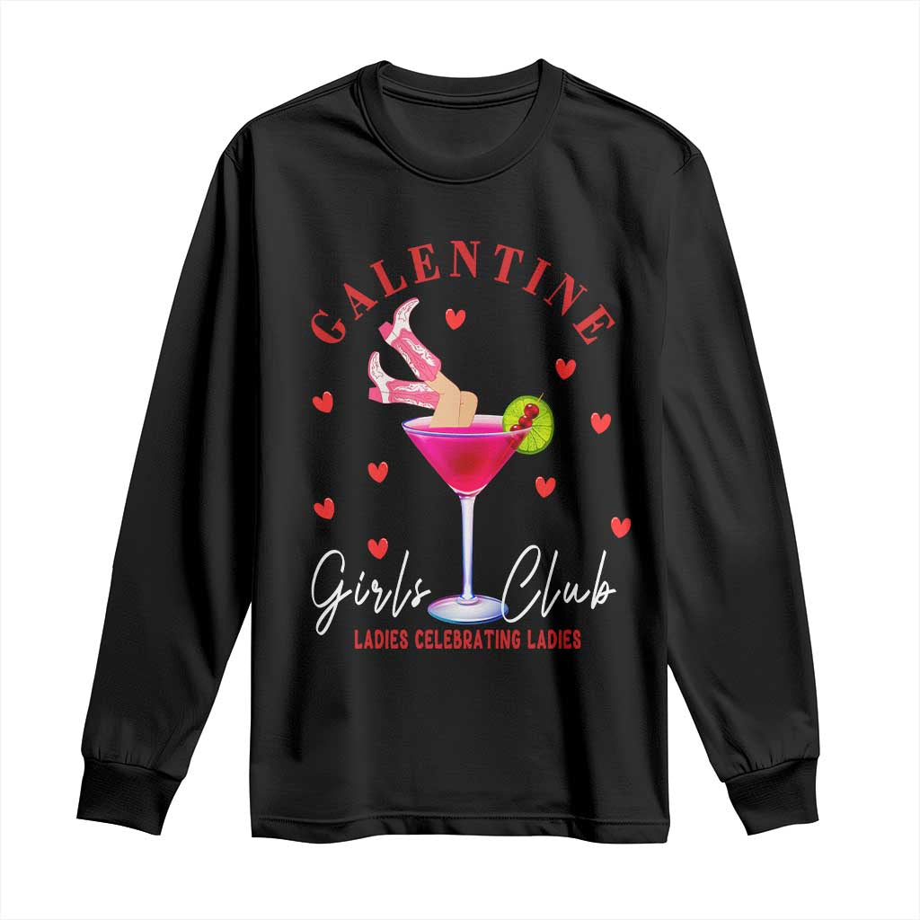 Funny Galentine's Day Long Sleeve Shirt Galentine Girls Club Ladies Celebrating Ladies TS11 Black Print Your Wear