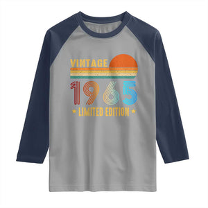 Funny Birthday Raglan Shirt Vintage 1965 Limited Edition Bday Party TS11 Sport Gray Navy Print Your Wear