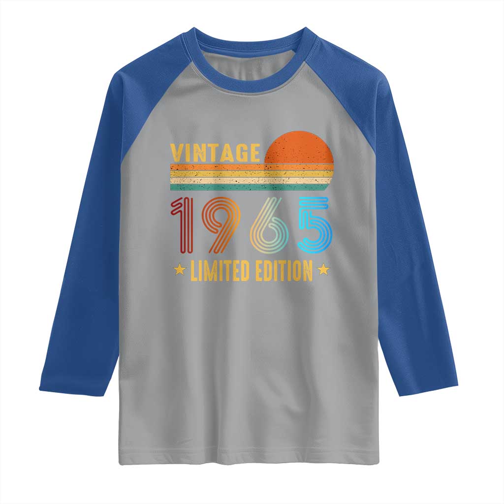 Funny Birthday Raglan Shirt Vintage 1965 Limited Edition Bday Party TS11 Sport Gray Royal Print Your Wear