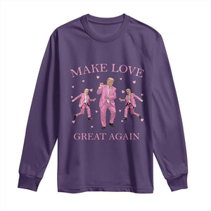 Funny Trump Valentine's Day Long Sleeve Shirt Make Love Great Again Pink Trump Dance TS11 Purple Print Your Wear