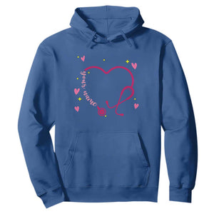 Personalized Valentine's Day Nursing Hoodie Custom Name Nurse Doctor Heart Stethoscope TS11 Royal Blue Print Your Wear