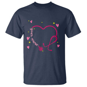 Personalized Valentine's Day Nursing T Shirt Custom Name Nurse Doctor Heart Stethoscope TS11 Navy Print Your Wear