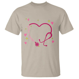 Personalized Valentine's Day Nursing T Shirt Custom Name Nurse Doctor Heart Stethoscope TS11 Sand Print Your Wear