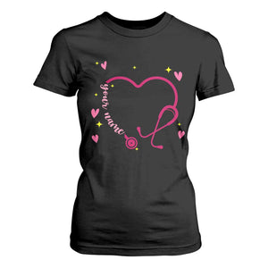 Personalized Valentine's Day Nursing T Shirt For Women Custom Name Nurse Doctor Heart Stethoscope TS11 Black Print Your Wear