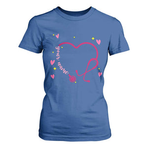 Personalized Valentine's Day Nursing T Shirt For Women Custom Name Nurse Doctor Heart Stethoscope TS11 Royal Blue Print Your Wear