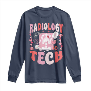 Funny Radiology Tech Valentine's Day Long Sleeve Shirt Rad Tech Nurse Xray Hearts TS11 Navy Print Your Wear