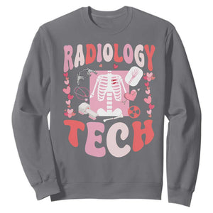 Funny Radiology Tech Valentine's Day Sweatshirt Rad Tech Nurse Xray Hearts TS11 Charcoal Print Your Wear