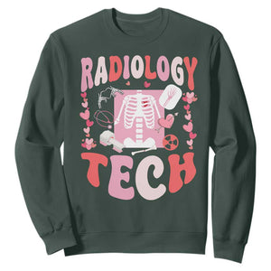 Funny Radiology Tech Valentine's Day Sweatshirt Rad Tech Nurse Xray Hearts TS11 Dark Forest Green Print Your Wear