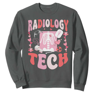 Funny Radiology Tech Valentine's Day Sweatshirt Rad Tech Nurse Xray Hearts TS11 Dark Heather Print Your Wear