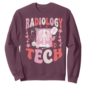 Funny Radiology Tech Valentine's Day Sweatshirt Rad Tech Nurse Xray Hearts TS11 Maroon Print Your Wear