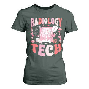 Funny Radiology Tech Valentine's Day T Shirt For Women Rad Tech Nurse Xray Hearts TS11 Dark Forest Green Print Your Wear