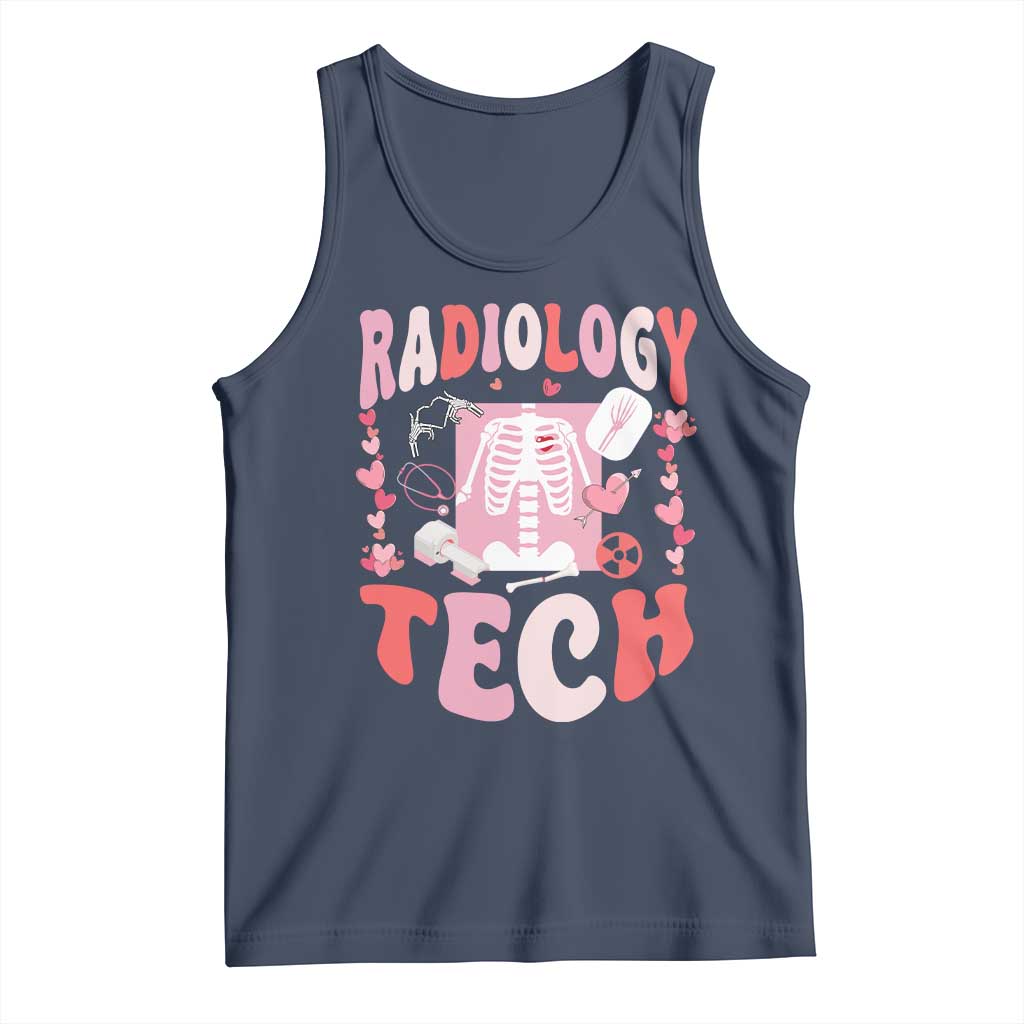 Funny Radiology Tech Valentine's Day Tank Top Rad Tech Nurse Xray Hearts TS11 Navy Print Your Wear