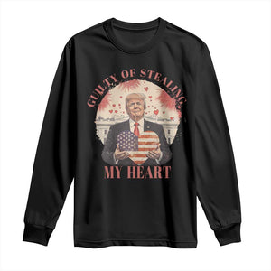 Funny Trump Valentine's Day Long Sleeve Shirt Guilty Of Stealing My Heart American USA Heart TS11 Black Print Your Wear