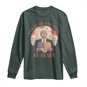 Funny Trump Valentine's Day Long Sleeve Shirt Guilty Of Stealing My Heart American USA Heart TS11 Dark Forest Green Print Your Wear