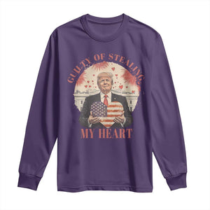 Funny Trump Valentine's Day Long Sleeve Shirt Guilty Of Stealing My Heart American USA Heart TS11 Purple Print Your Wear