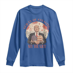 Funny Trump Valentine's Day Long Sleeve Shirt Guilty Of Stealing My Heart American USA Heart TS11 Royal Blue Print Your Wear