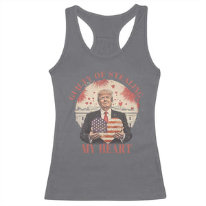 Funny Trump Valentine's Day Racerback Tank Top Guilty Of Stealing My Heart American USA Heart TS11 Charcoal Print Your Wear