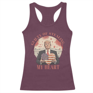 Funny Trump Valentine's Day Racerback Tank Top Guilty Of Stealing My Heart American USA Heart TS11 Maroon Print Your Wear