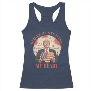 Funny Trump Valentine's Day Racerback Tank Top Guilty Of Stealing My Heart American USA Heart TS11 Navy Print Your Wear